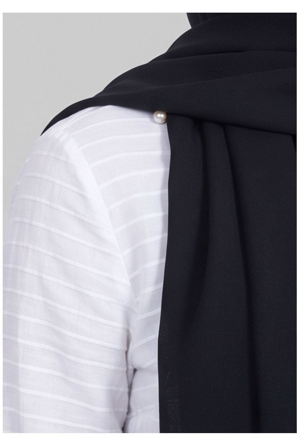 Kadın Siyah Viskon Süprem 160x65 Cm Şal Eşarp - Görsel 3